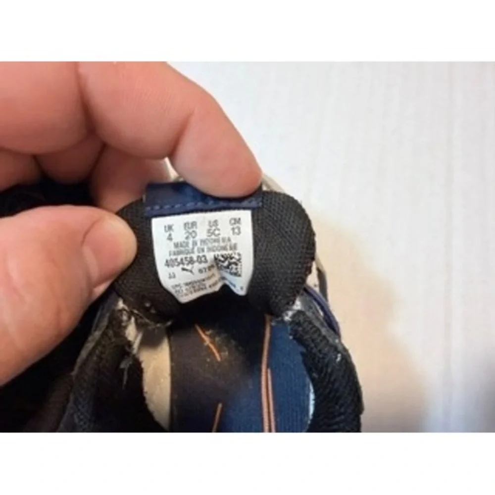 Puma R78 V Inf Kids Navy Blue Grey Orange Sneakers 405458-03 Size 5C